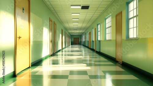 Wallpaper Mural Empty School Corridor Torontodigital.ca