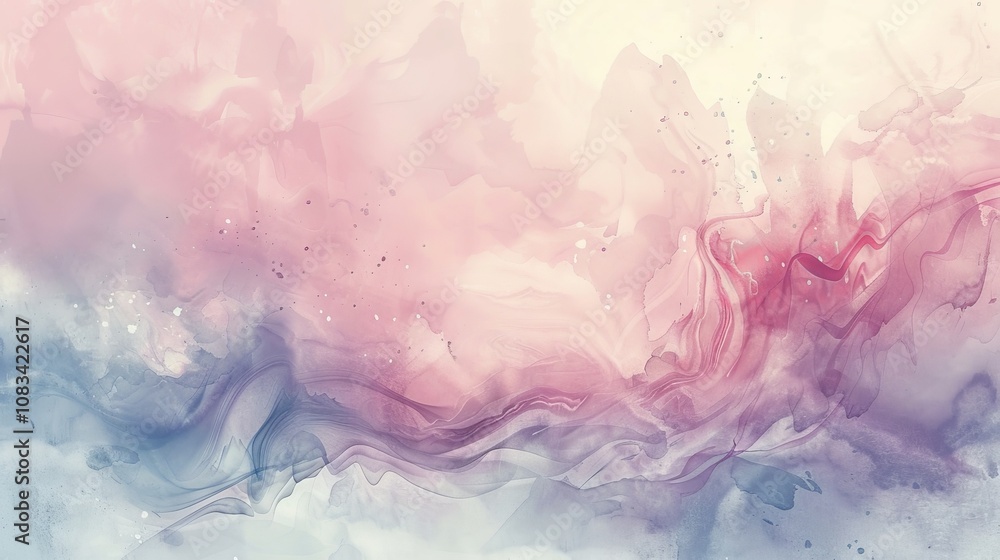 Fototapeta premium Abstract Watercolor Painting in Pink and Blue Hues
