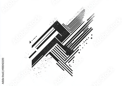 Abstract arrow graphic design with dynamic lines and textures