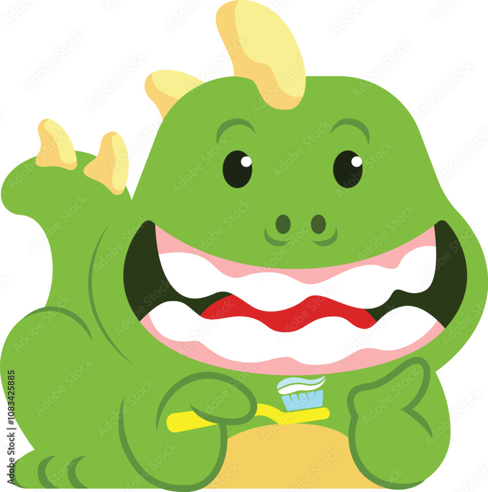 Obraz premium cartoon image of a dino relaxing vector illustration