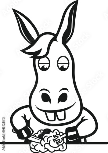 image of a donkey eating brains vector illustration