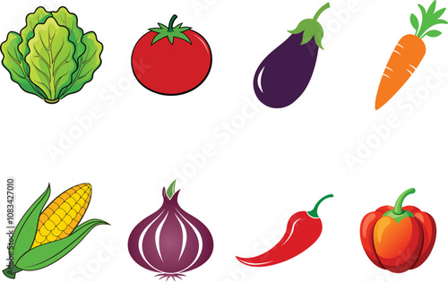 8 Pis vegetable illustration set