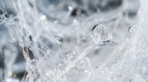 Wallpaper Mural A Frozen Water Droplet Adorned with Icy Crystallization on a Spider Web Torontodigital.ca