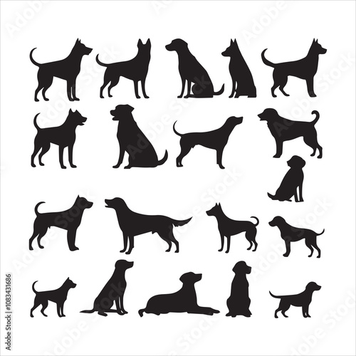Dachshund black silhouettes collection set, dog breed vector illustration bundle white background