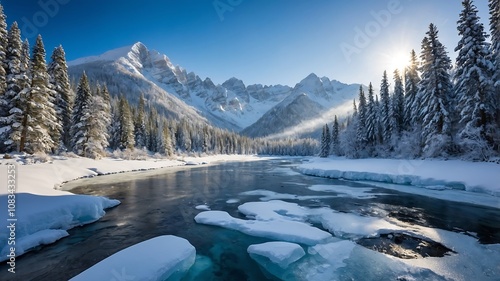 SnowyMountainValleyBackgrounds, WinterLandscapeVisuals, SnowCoveredNatureScenes, FrozenValleyDesigns
 photo