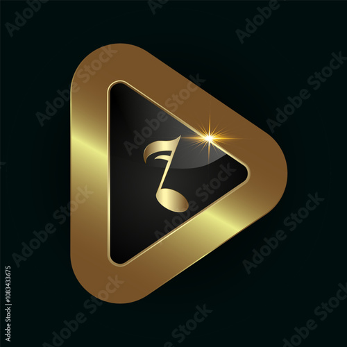 Luxury Abstract play button gold symbol design. playing button vector design and premium Music note button vector