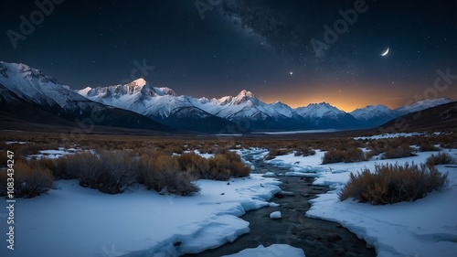 SnowyMountainValleyBackgrounds, WinterLandscapeVisuals, SnowCoveredNatureScenes, FrozenValleyDesigns
 photo