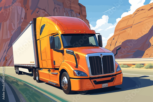truck driver in action. The scene captures a bright, energetic feel with hints of the open road
