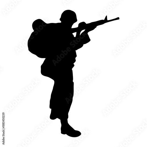 silhouette of soldier holding weapon