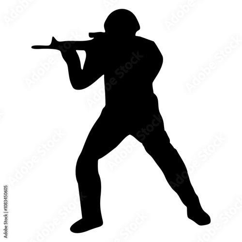 silhouette of soldier holding weapon