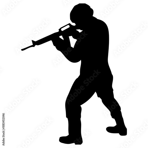 silhouette of soldier holding weapon