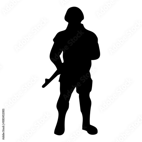 silhouette of soldier holding weapon