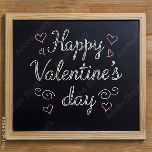 A wooden-framed chalkboard ...