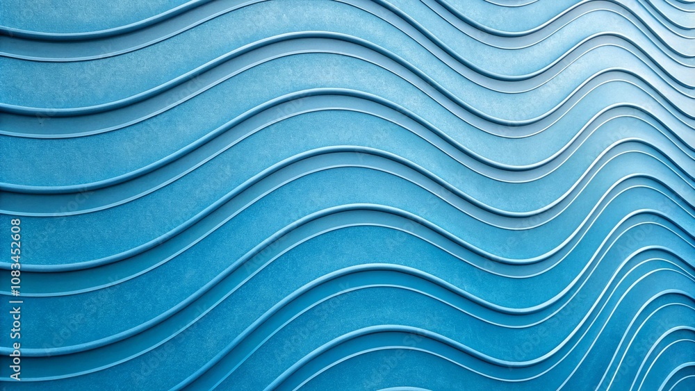Fototapeta premium Abstract blue wall featuring wavy lines, ideal for modern designs and artistic projects. 