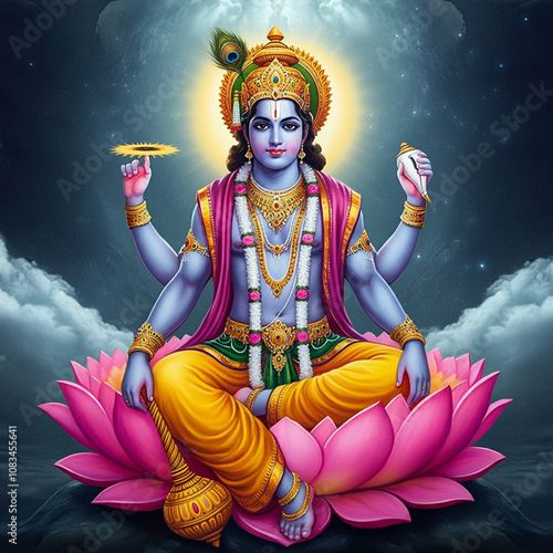 Serene image of Lord Vishnu...