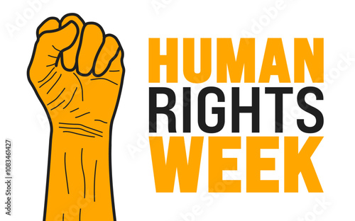 Human Rights Week background, banner or poster design template. observed every year in December. Holiday concept. Use to any Template, card, poster, placard, template.