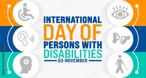 International Day of Persons with Disabilities background, banner or poster design template. observed every year in December. Holiday concept. Use to any Template, card, poster, placard, template.