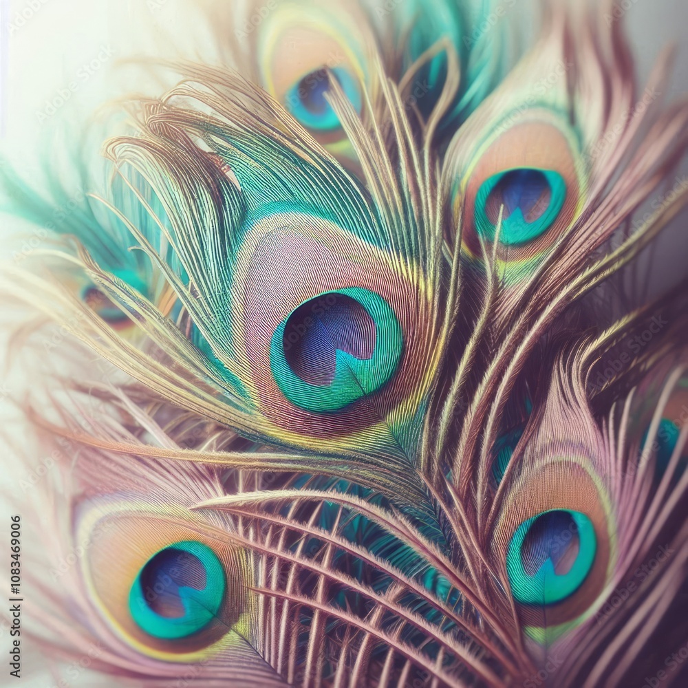 Fototapeta premium Soft Focus Peacock Feathers Peacock feathers gently blurred with