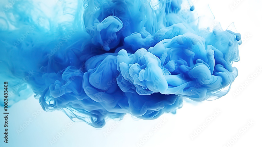 Fototapeta premium Gorgeous Explosion of light blue powder produced smoke on black background