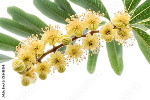 False acacia isolated on white background, close up photo