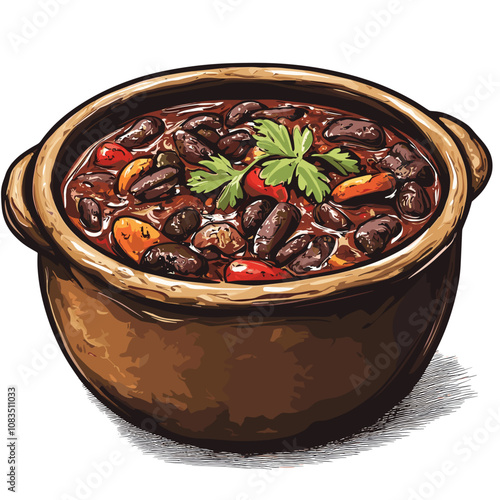 Traditional Feijoada in Clay Pot – Brazilian Cuisine Artwork