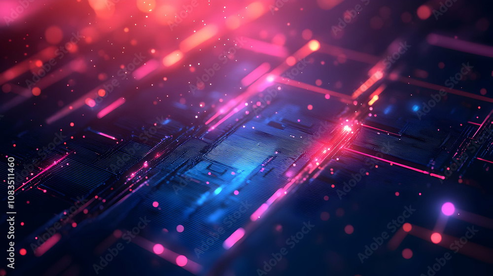 Obraz premium Abstract Background with Glowing Lines and Particles