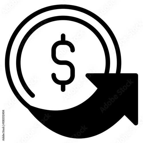 dollar coin money with growth arrow symbol, illustration of economic and financial growth icon