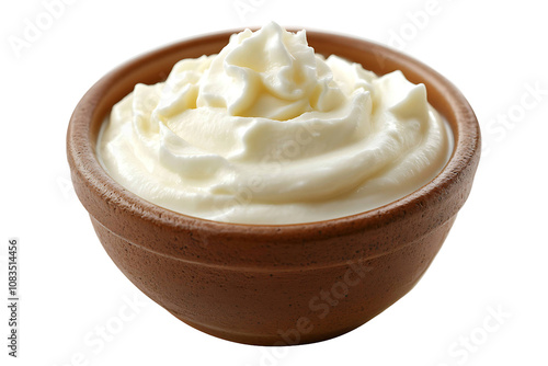 Bowl of yogurt isolated on transparent background.