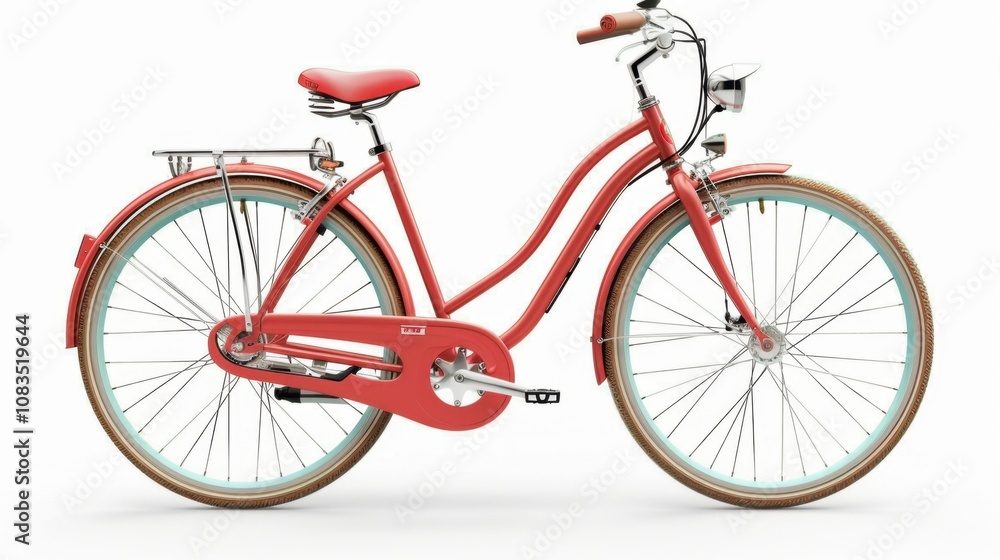 Fototapeta premium A modern bicycle with a lightweight frame, isolated on white background