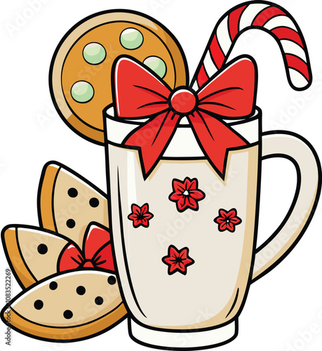 Christmas Drink with Candy Cane and Bow