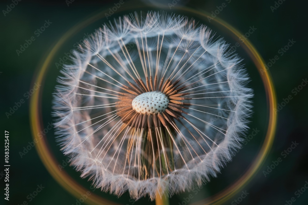 Fototapeta premium Close up of a dandelion seed head with a blurred background