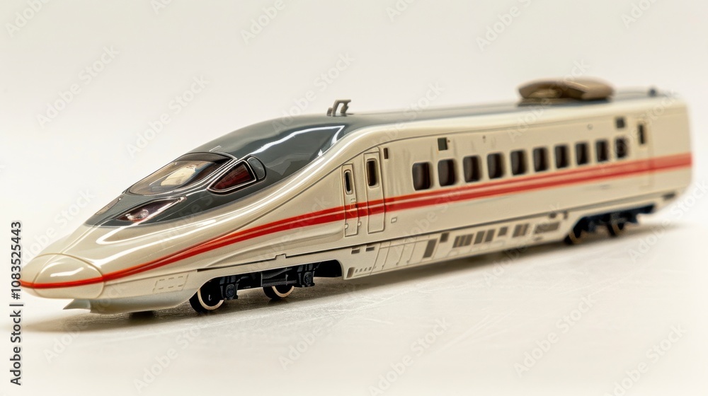 Fototapeta premium A sleek bullet train model, designed for high-speed travel, isolated on a white background