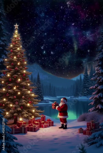 santa claus on a christmas tree