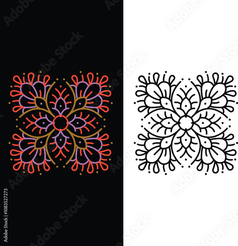 Decorative element traditional damask pattern.Design for fabric, wallpaper, background, invitation, wrapping, and book covers.Vintage floral ornament.