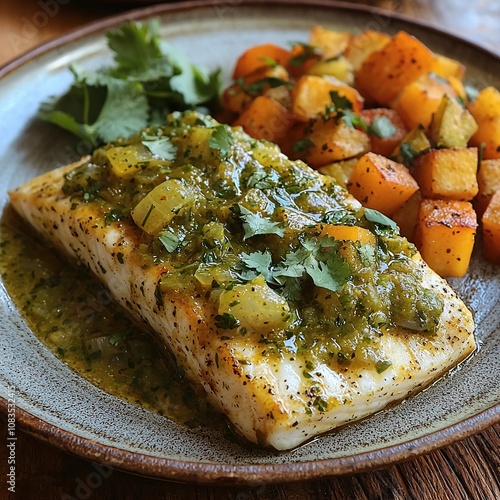 Pescado al horno con salsa verde mexican seafood