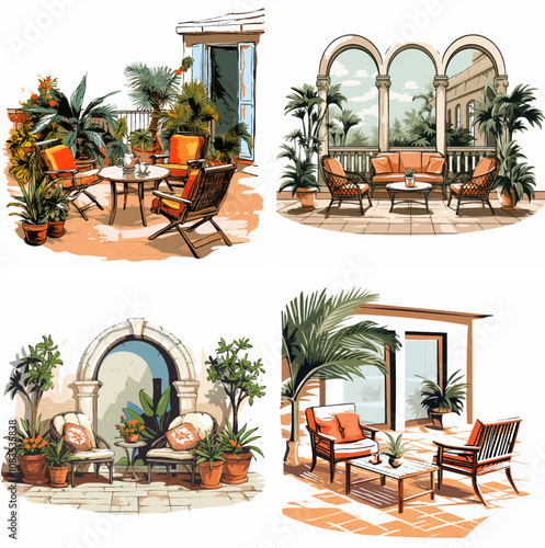 patio outdoor relaxation garden backyard furniture seating terrace dining decor landscape le