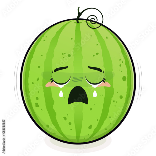 watermelon crying face cartoon cute