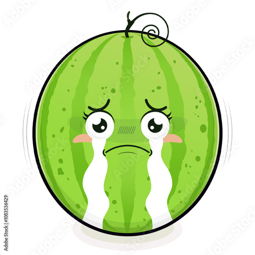 watermelon crying face cartoon cute