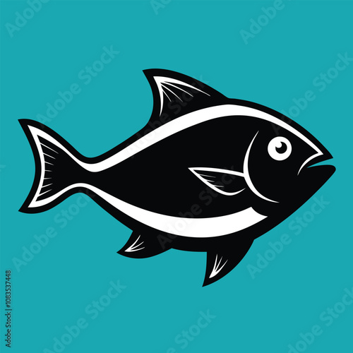 Solid color halibut animal vector design