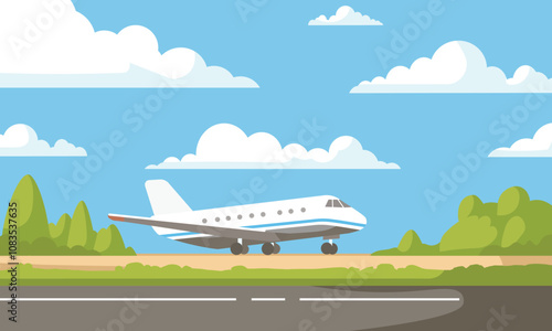 The plane is on the tarmac