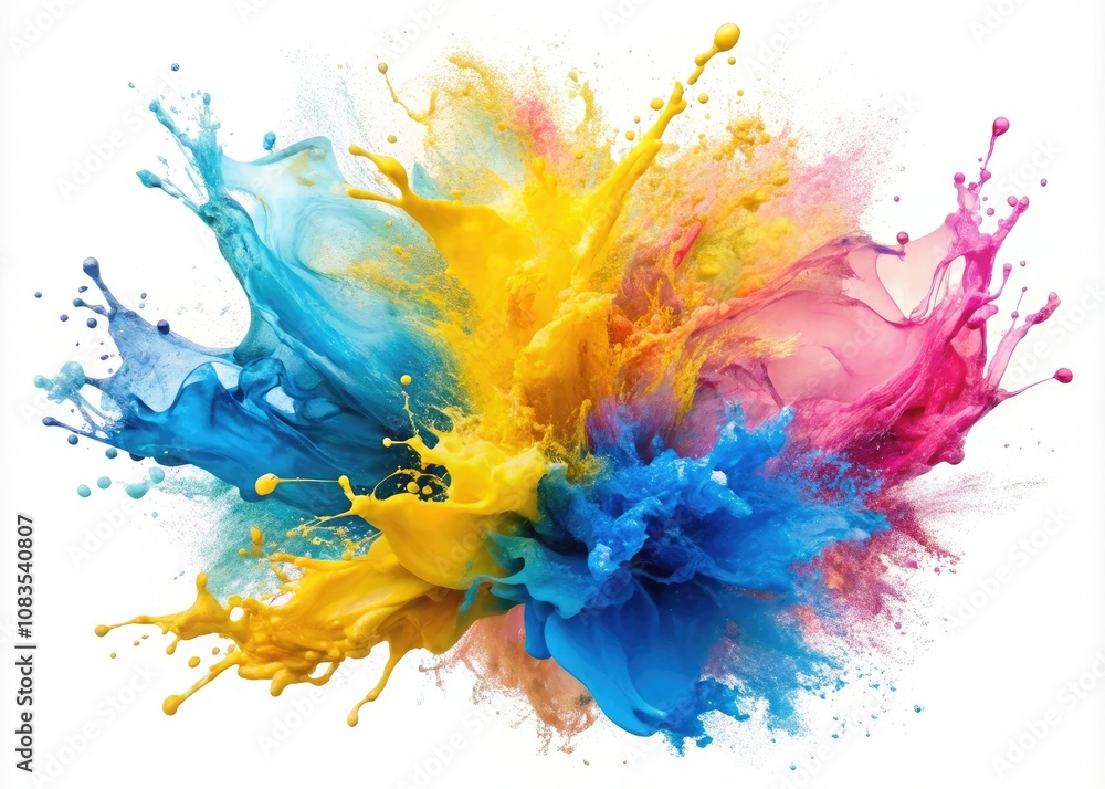 Obraz premium Vibrant Abstract Watercolor Splash PNG on Transparent Background for Creative Design and Digital Art Projects