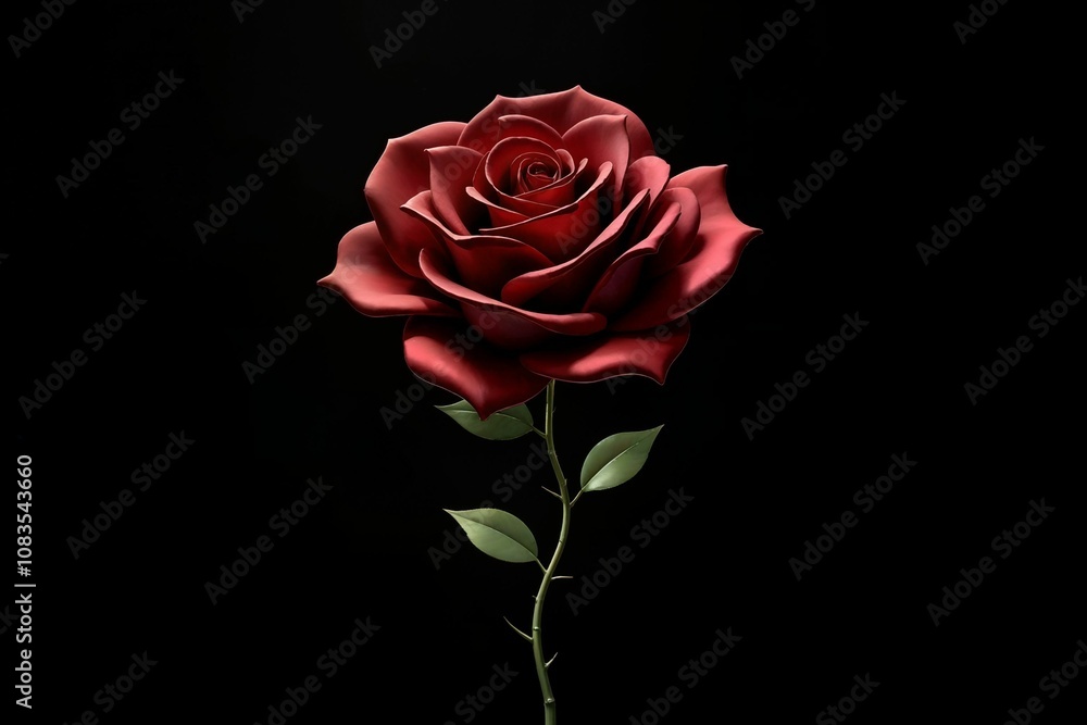 Fototapeta premium Geometric Metallic Rose on Black Background with Copy Space