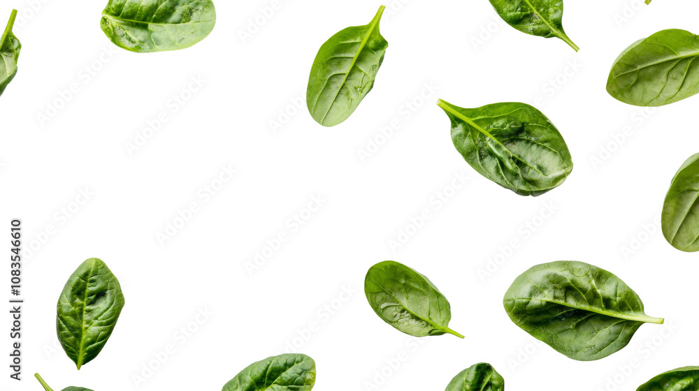 Fototapeta premium Floating green leaves create a fresh and vibrant display, highlighting their rich texture and natural beauty.