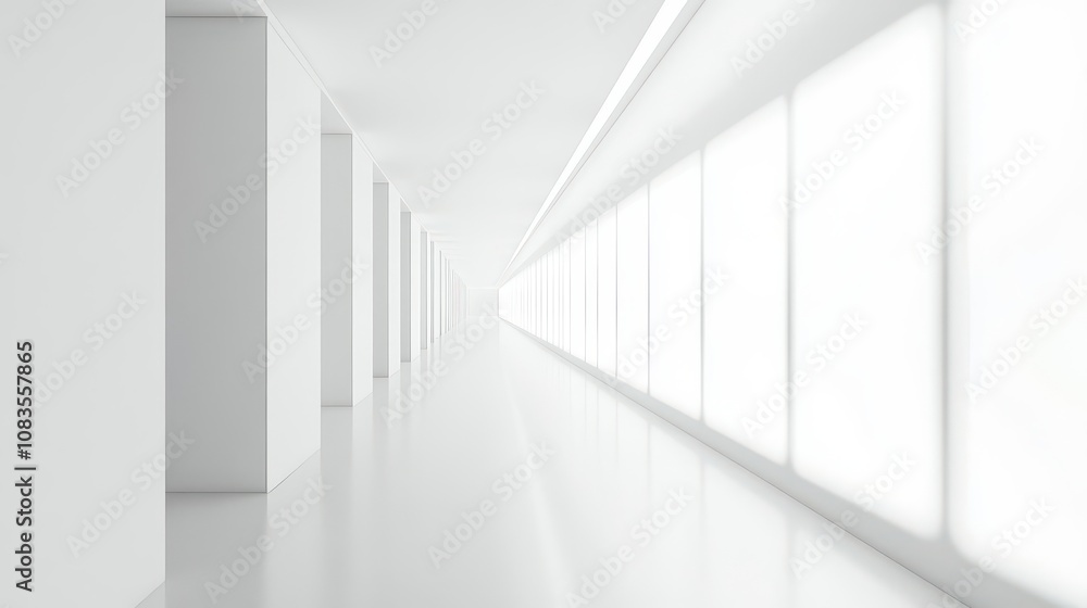 Fototapeta premium Minimalist White Corridor with Natural Light