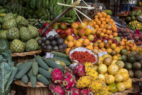 fresh, fruits on Mercado dos Lavradores in Funchal, Madeira photo