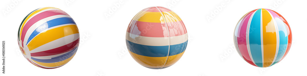 Fototapeta premium Beach striped ball on transparent background