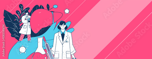 National Liver Protection Day Medical Characters Flat Vector Concept Operation Hand Drawn Illustration
