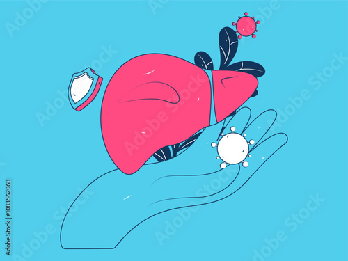 National Liver Protection Day Medical Characters Flat Vector Concept Operation Hand Drawn Illustration
