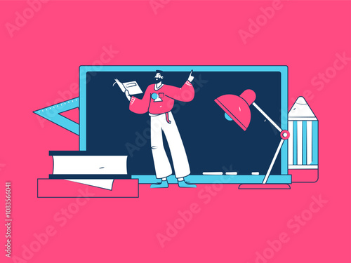 Education and learning people flat vector concept hand drawn illustration
