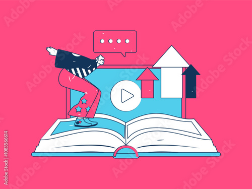 Education and learning people flat vector concept hand drawn illustration
